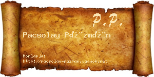 Pacsolay Pázmán névjegykártya